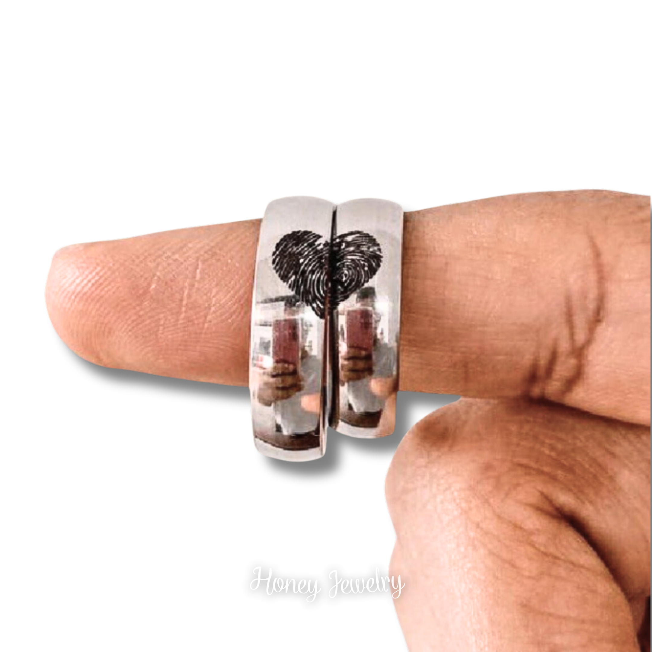 DUO DE ANILLOS CON HUELLAS DACTILARES – HONEY JEWELRY