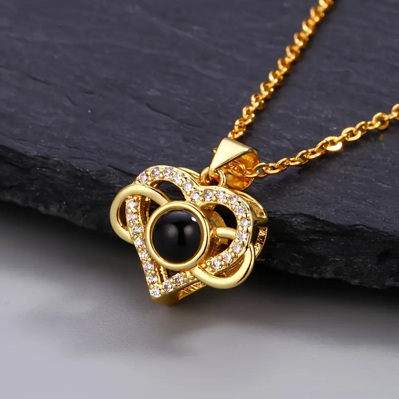 PRE ORDEN - COLLAR CORAZON INFINITO CIRCONES CON FOTO PROYECCION