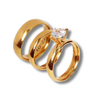 Diamond couple rings with gold bezel (Pre order)