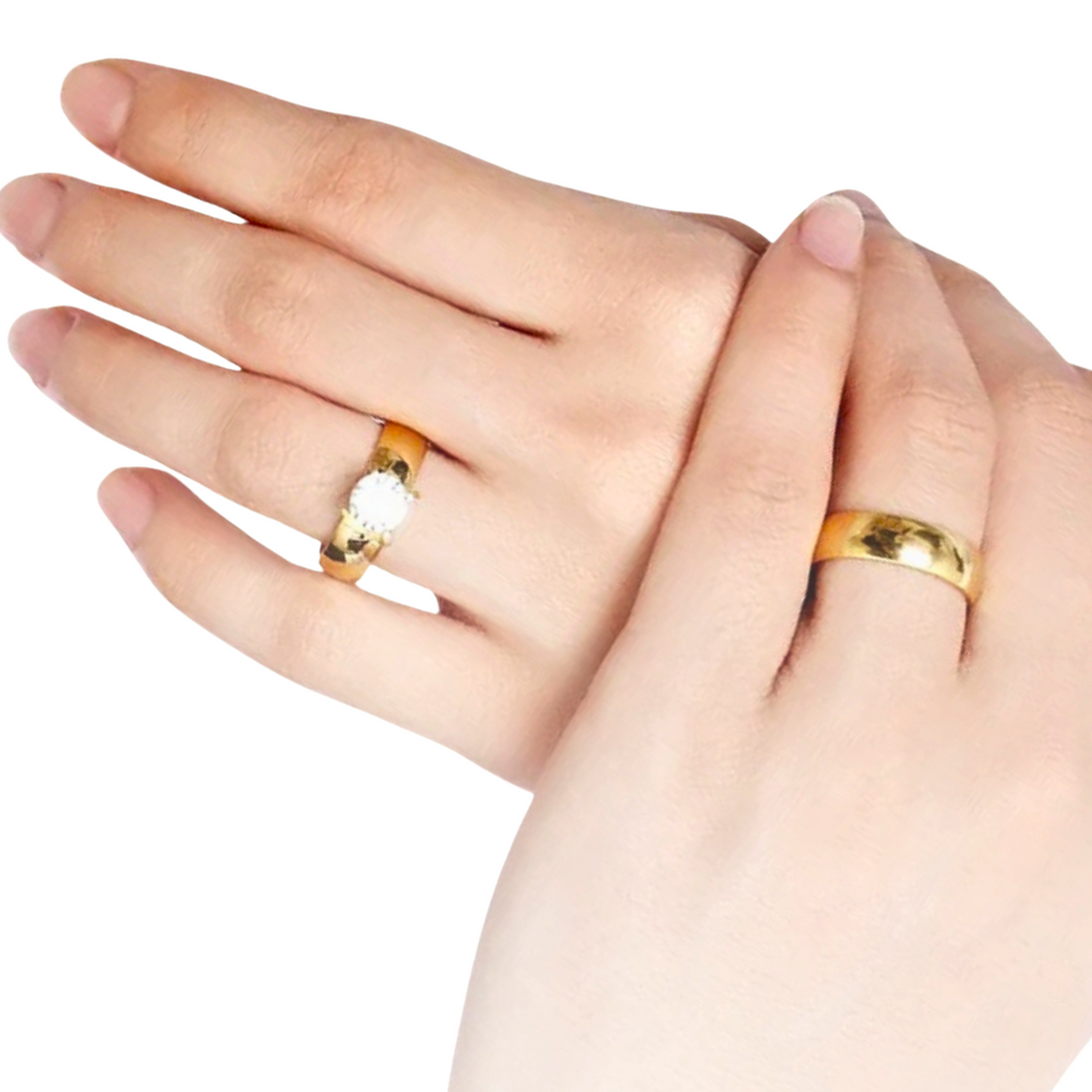 Diamond couple rings with gold bezel (Pre order)