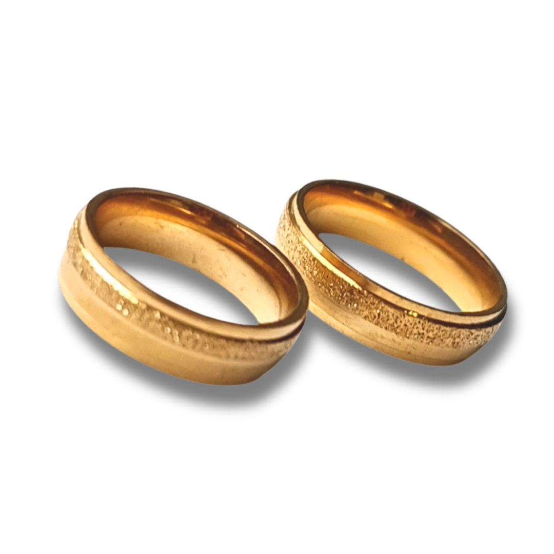 DUO DE ANILLOS DE PAREJA CON LINEA ESCARCHADA