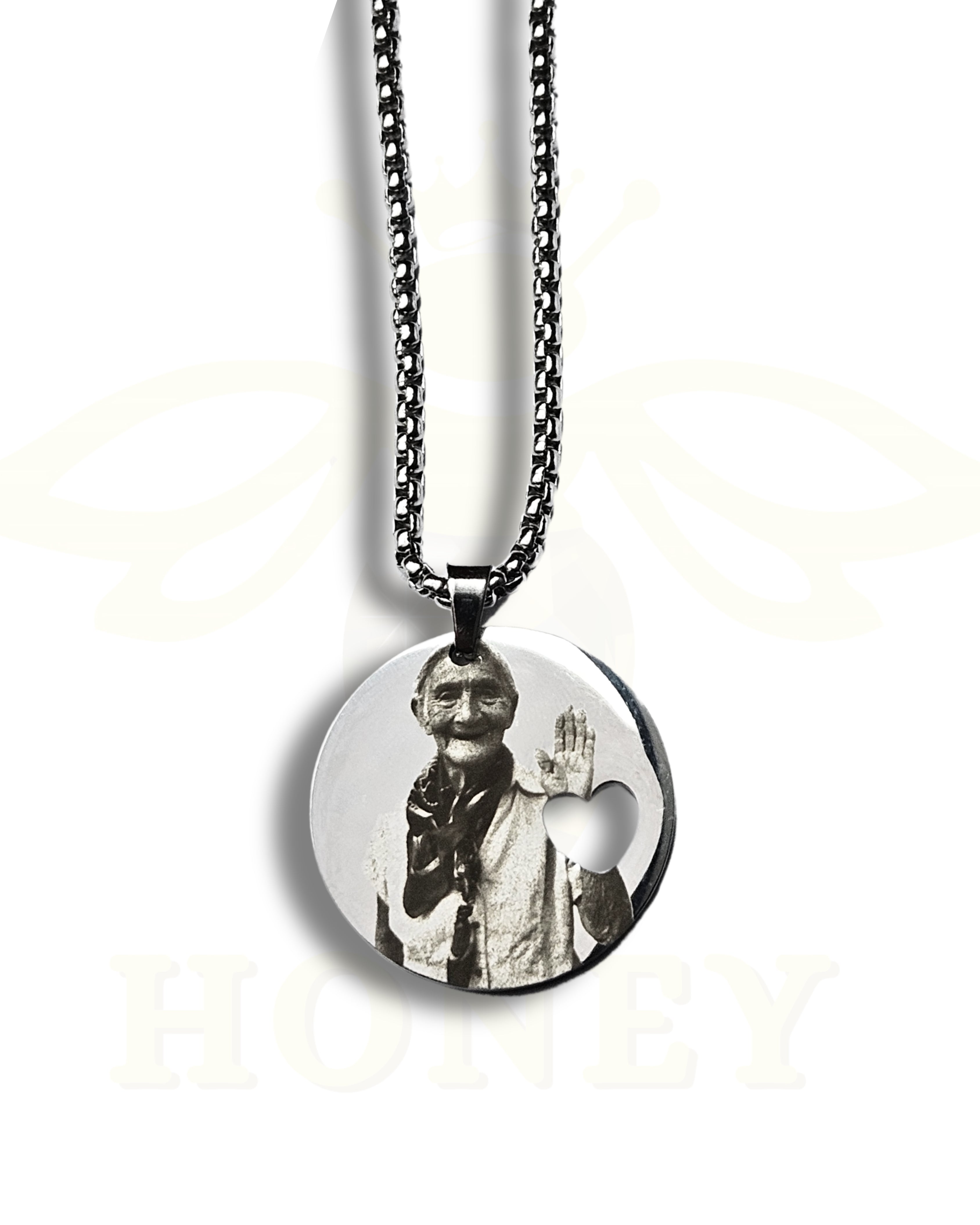 COLLAR PLACA REDONDA CON FOTOGRABADO + CADENA GRUESA