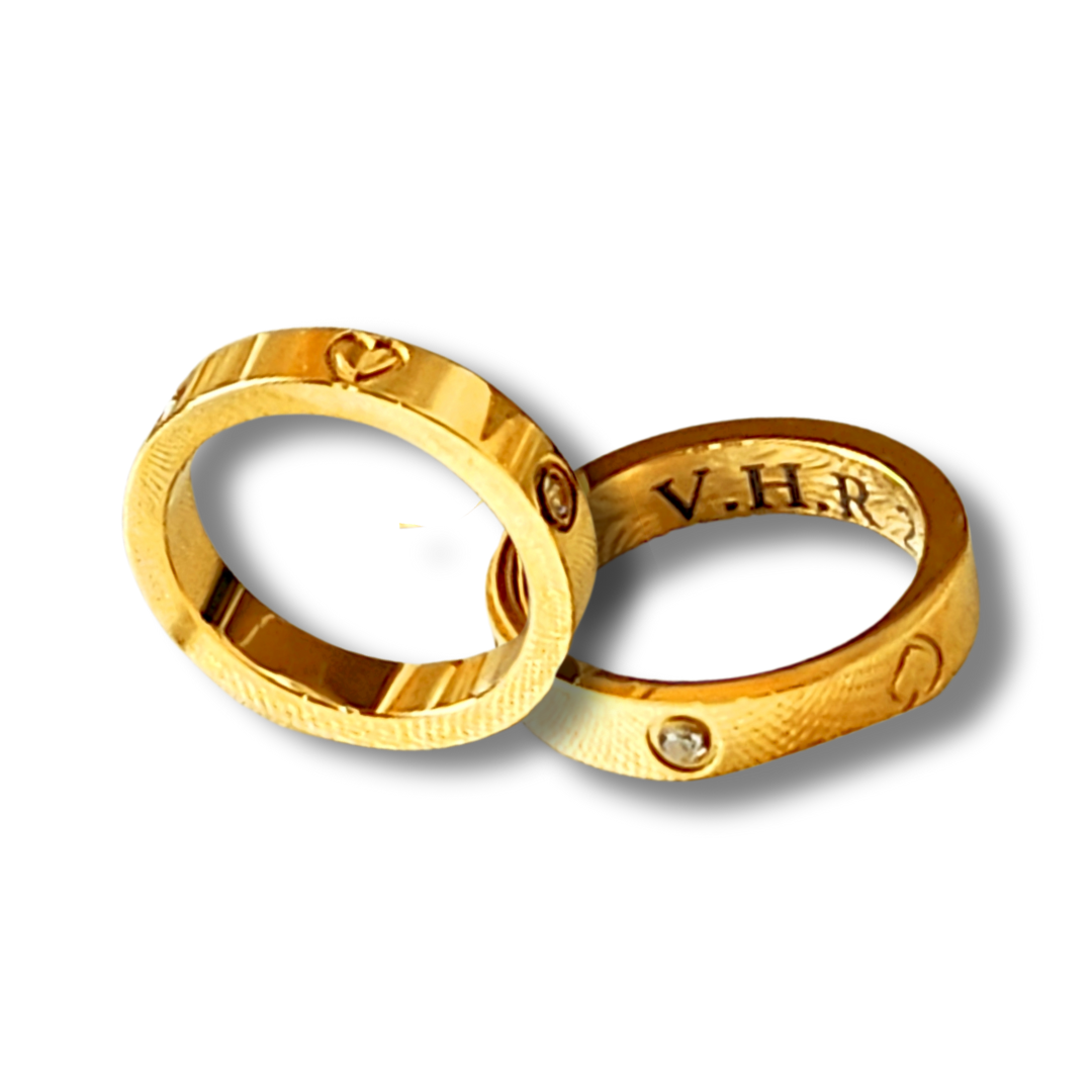 DUO DE ANILLOS CORAZON Y CIRCONES - ULTIMAS TALLAS