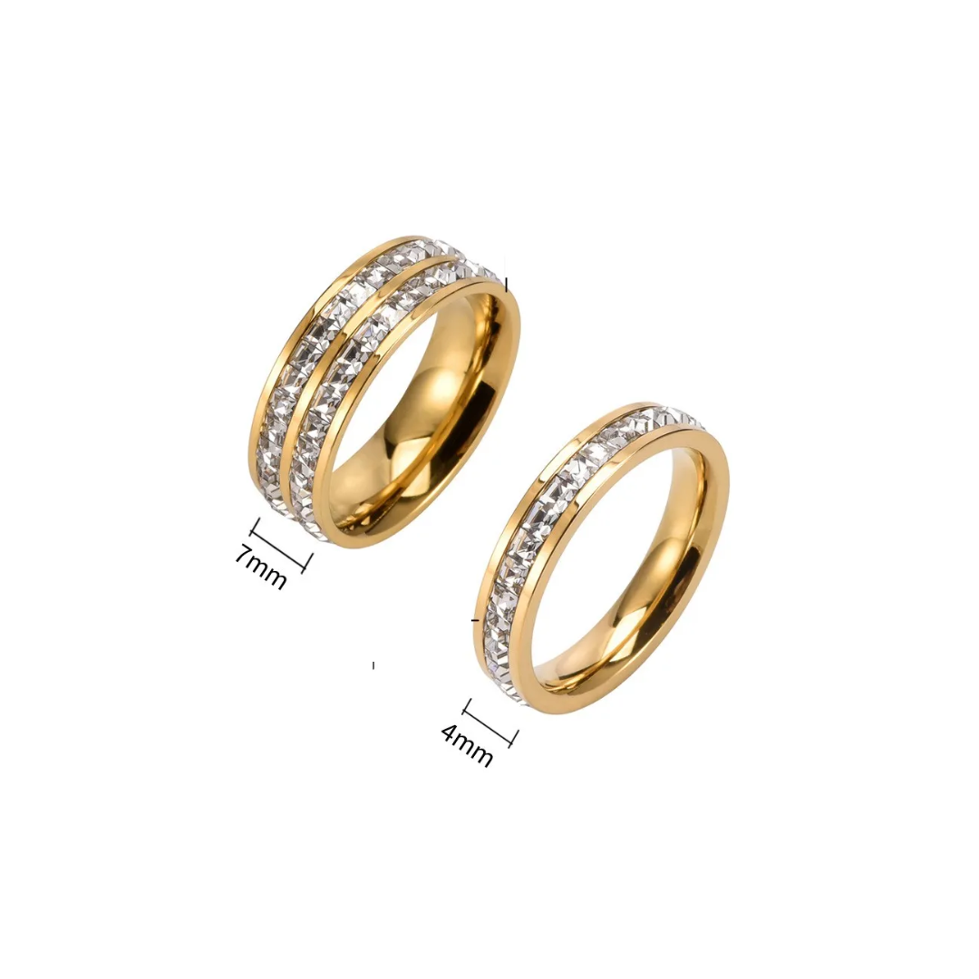 DUO DE ANILLOS PARA PAREJAS CON CIRCONES DOBLE LINEA