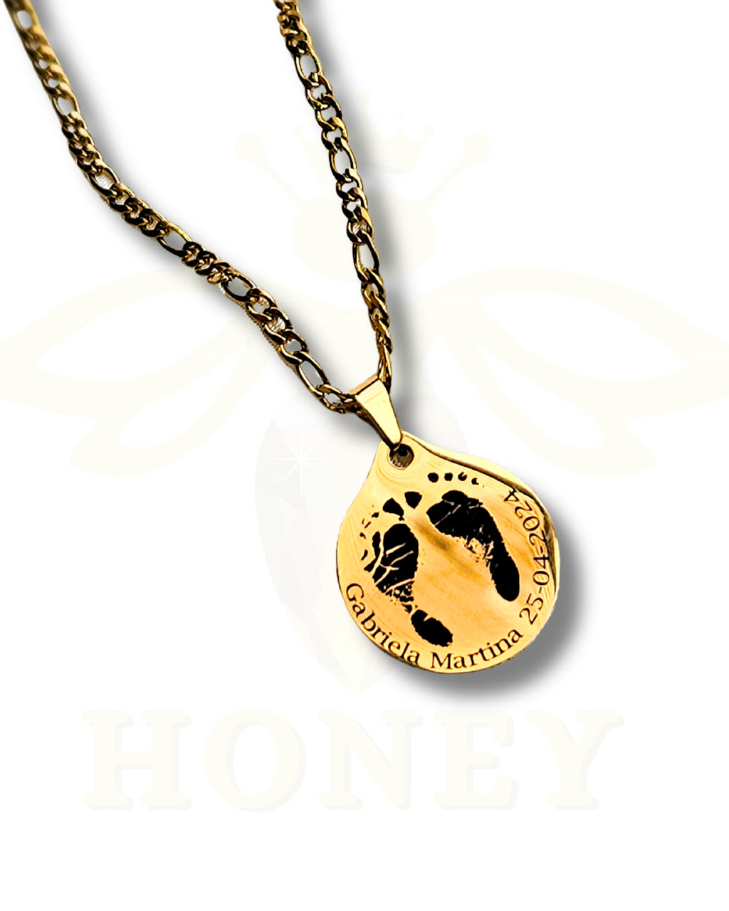 COLLAR HUELLAS DE BEBÉ PARA HOMBRE + CADENA GRUESA