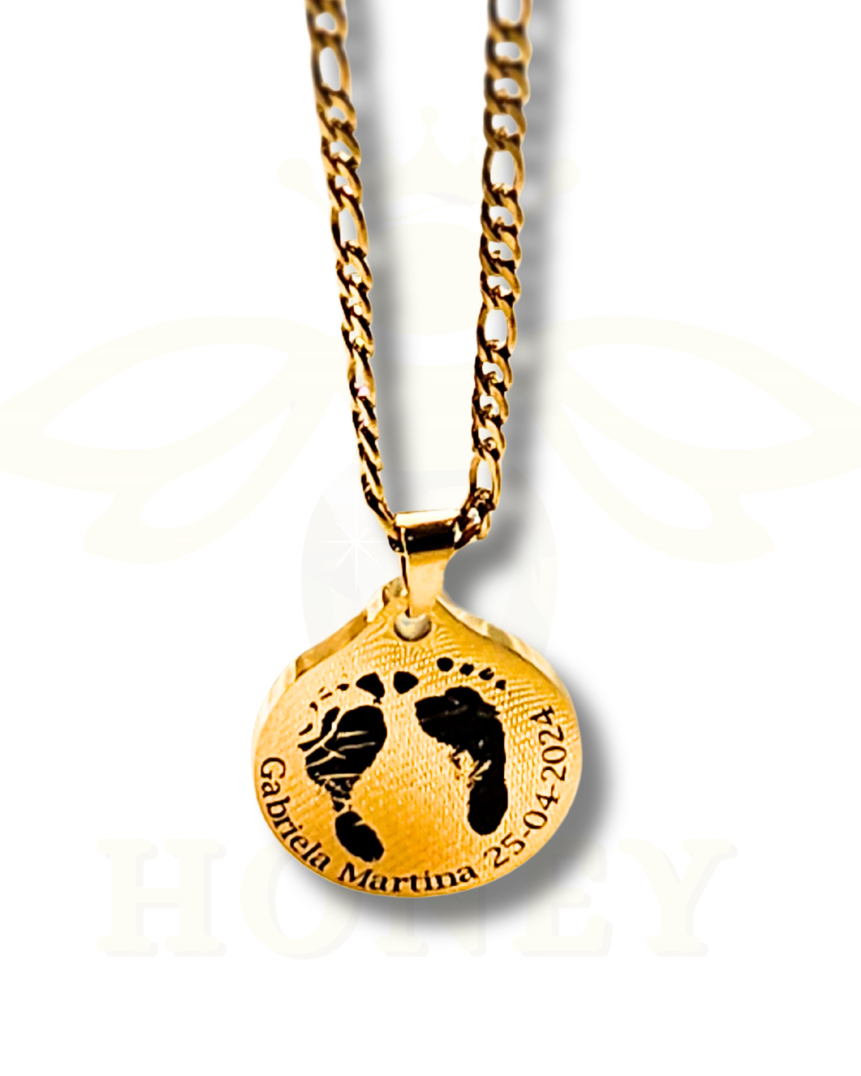 COLLAR HUELLAS DE BEBÉ PARA HOMBRE + CADENA GRUESA