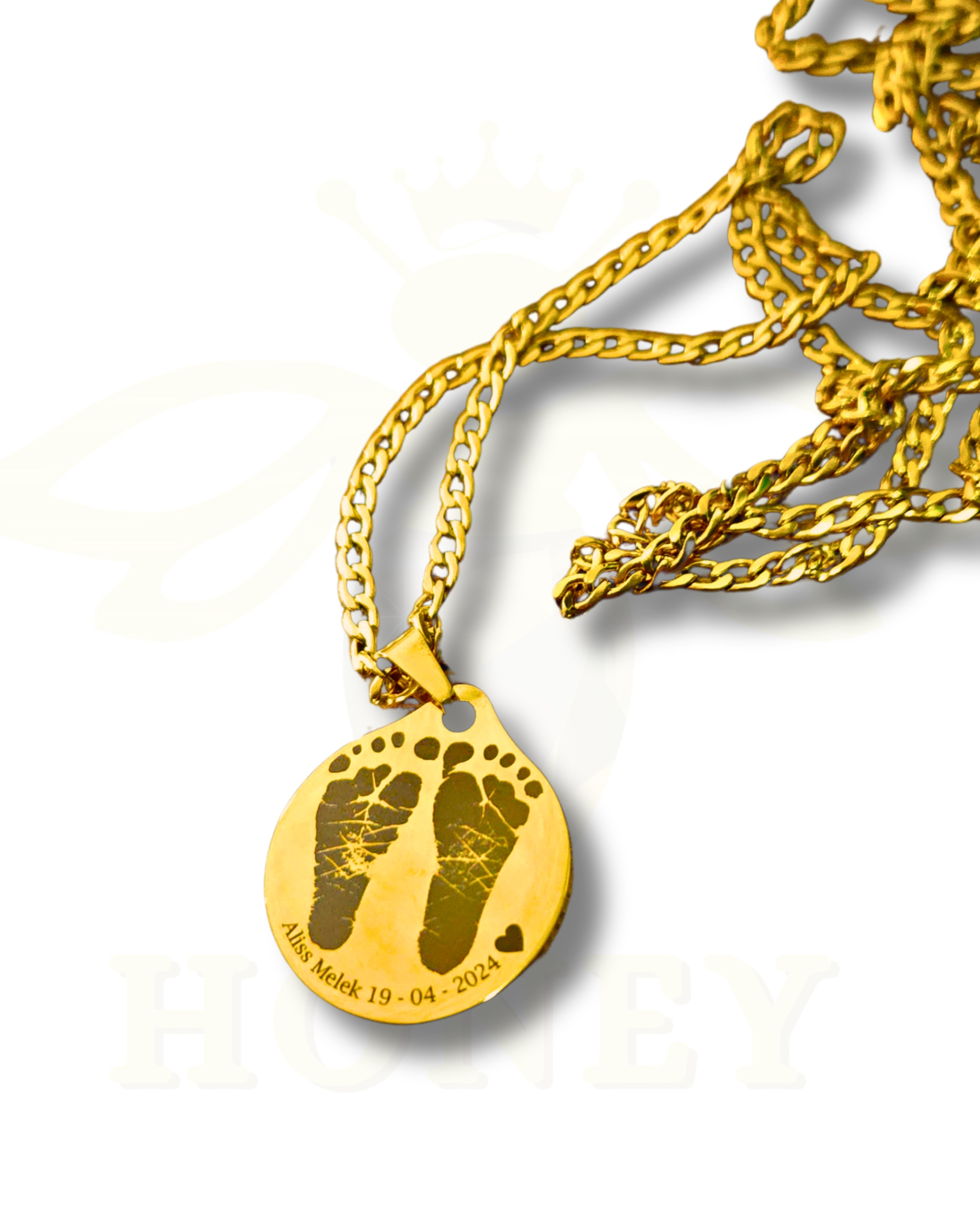 COLLAR HUELLAS DE BEBÉ PARA HOMBRE + CADENA GRUESA