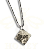 COLLAR PLACA ROMBO CON FOTOGRABADO + CADENA GRUESA