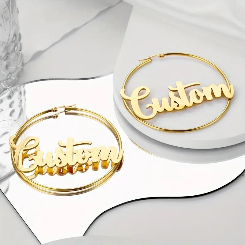 ARETES HOOPS CON NOMBRE