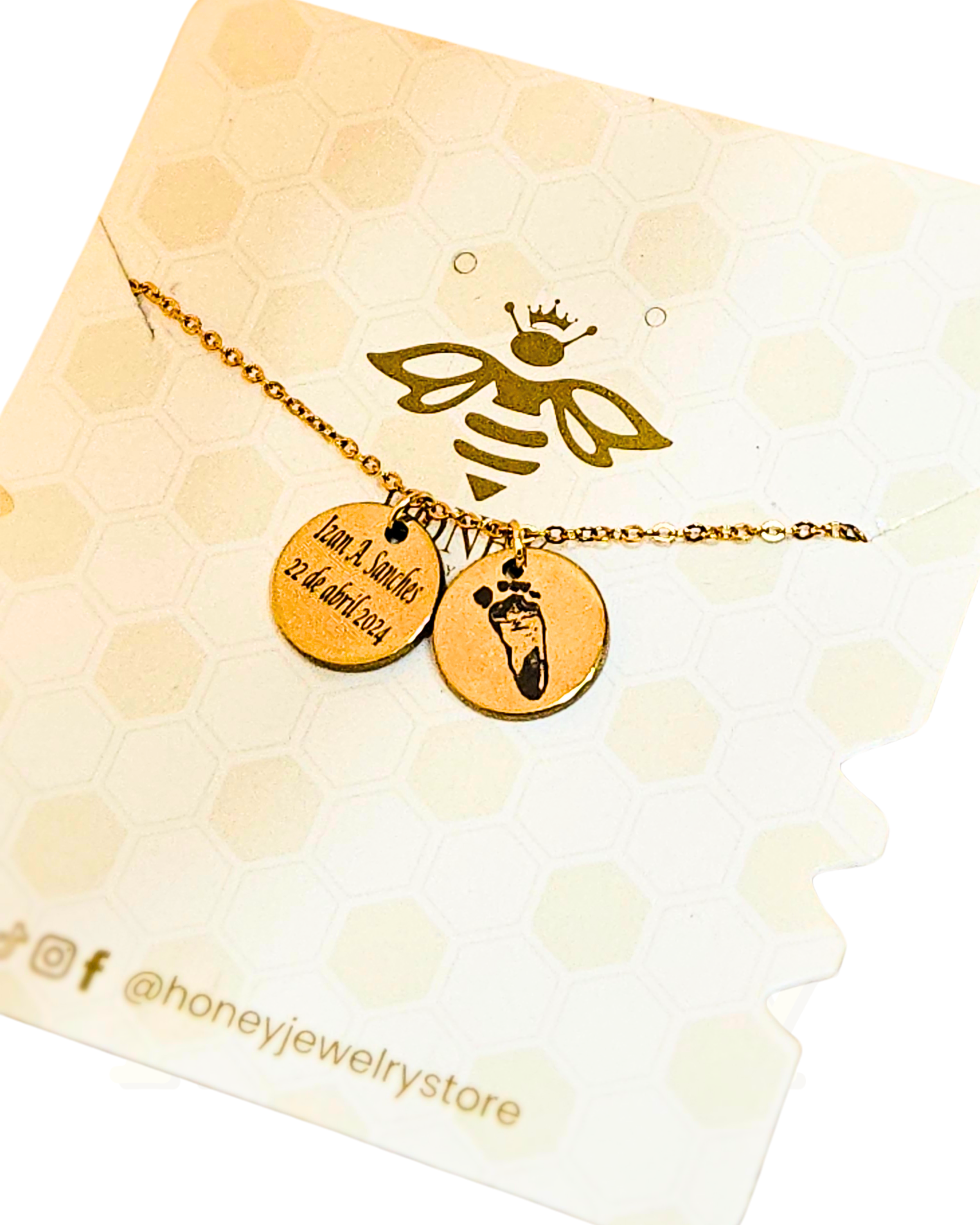 COLLAR DOBLE PLACA PERSONALIZADA CON HUELLAS + TEXTO