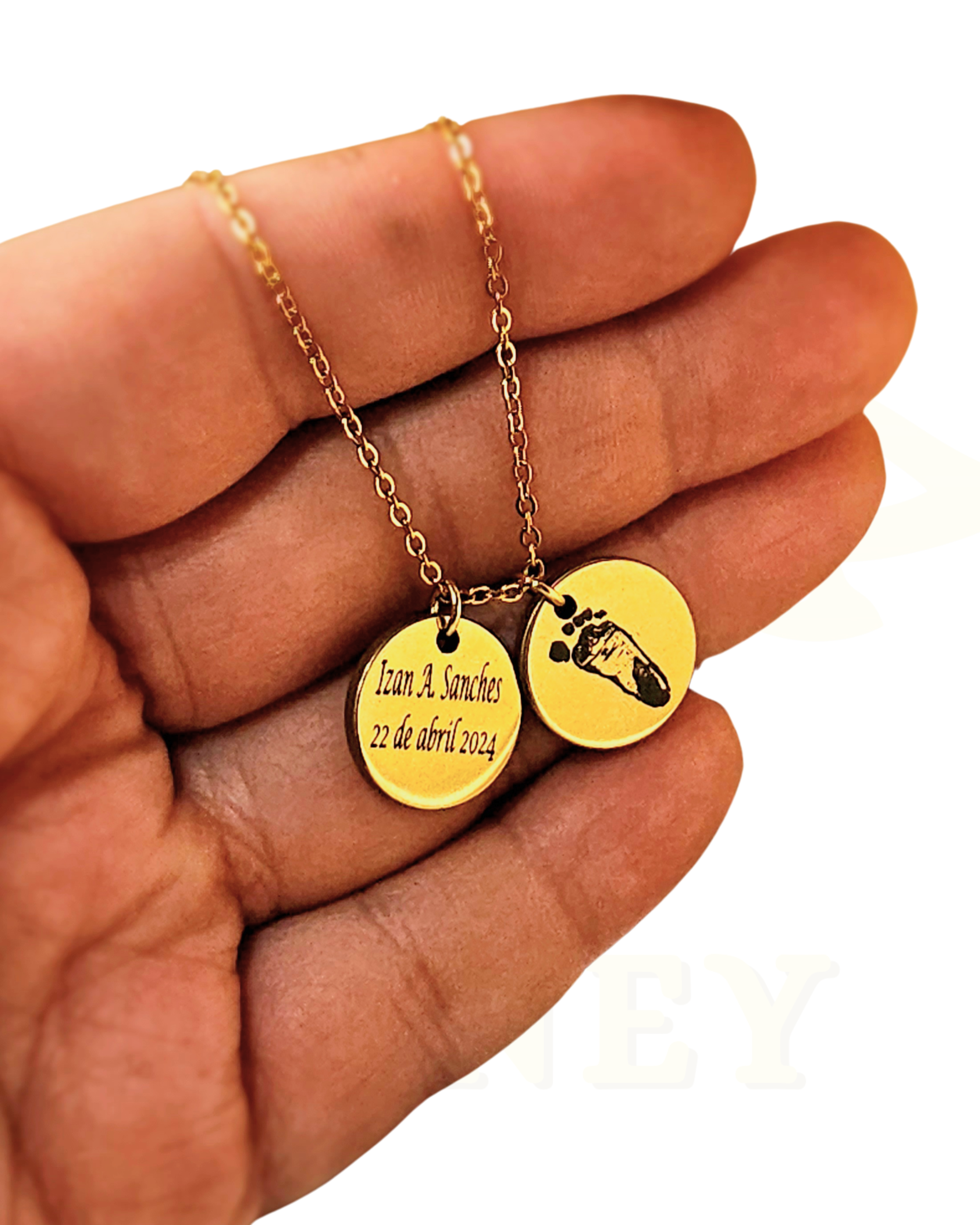 COLLAR DOBLE PLACA PERSONALIZADA CON HUELLAS + TEXTO