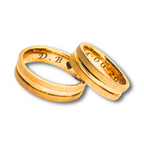 DUO DE ANILLOS DE PAREJA MATE Y SATIN DOBLE BISEL - ULTIMAS TALLAS