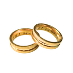 DUO DE ANILLOS DE PAREJA MATE Y SATIN DOBLE BISEL - ULTIMAS TALLAS