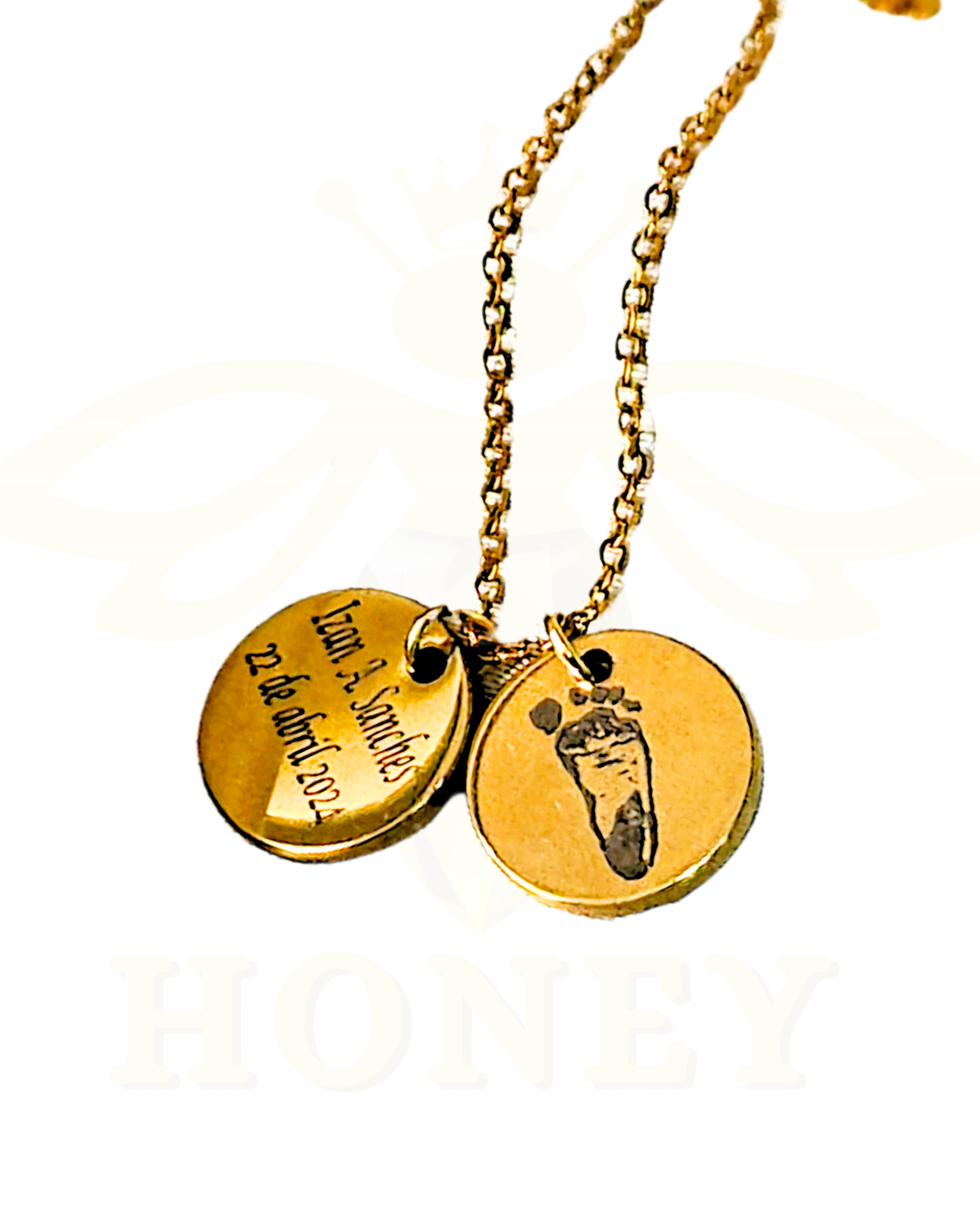 COLLAR DOBLE PLACA PERSONALIZADA CON HUELLAS + TEXTO