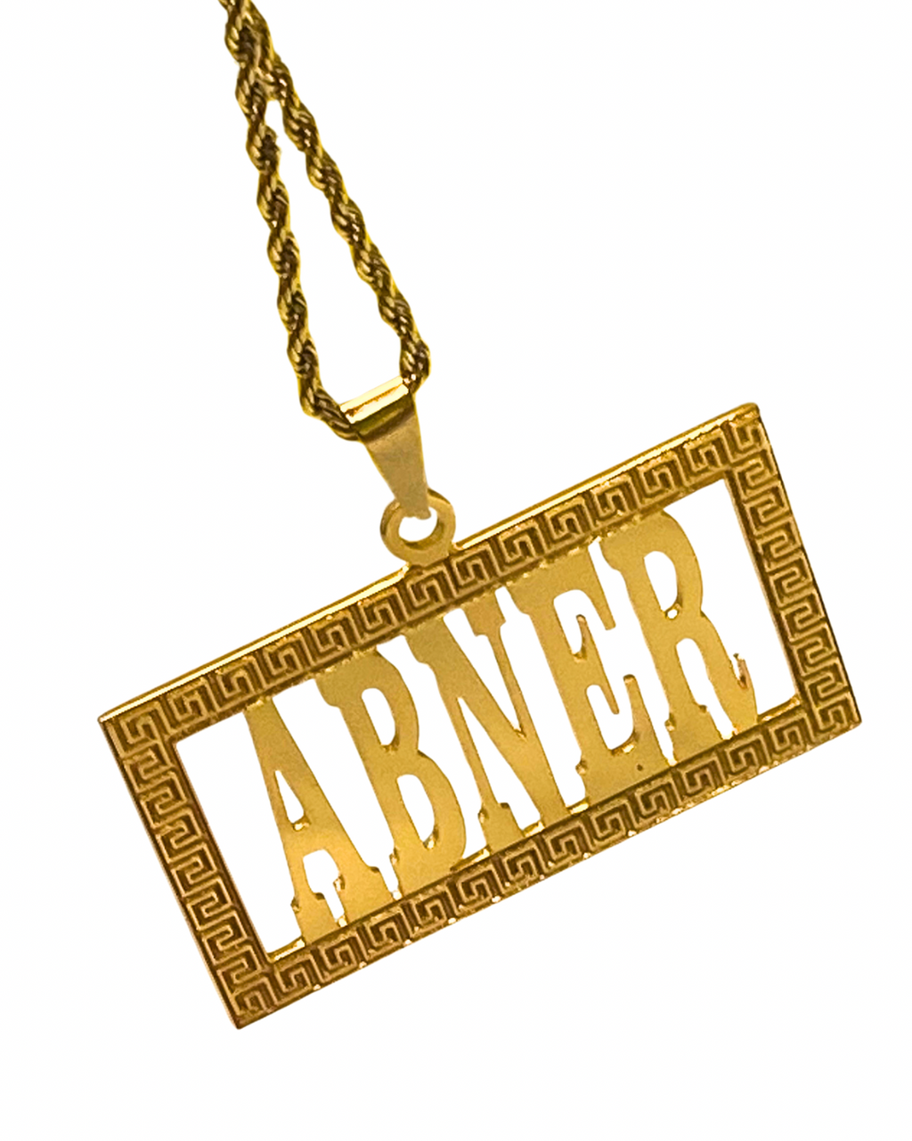 COLLAR PLACA MEDIANA CON NOMBRE CALADO