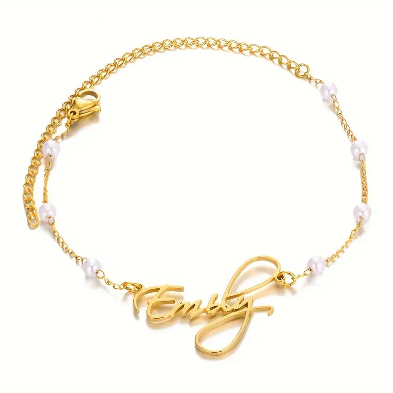 PULSERA CON NOMBRE Y PERLITAS