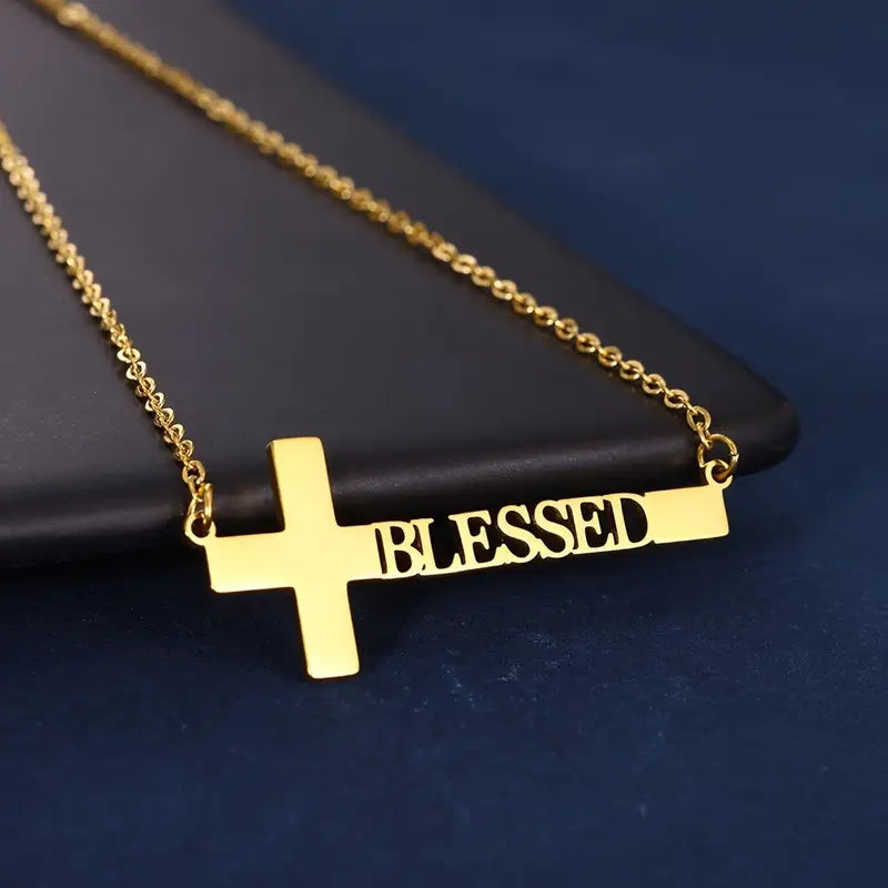 COLLAR CON NOMBRE Y CRUZ HORIZONTAL