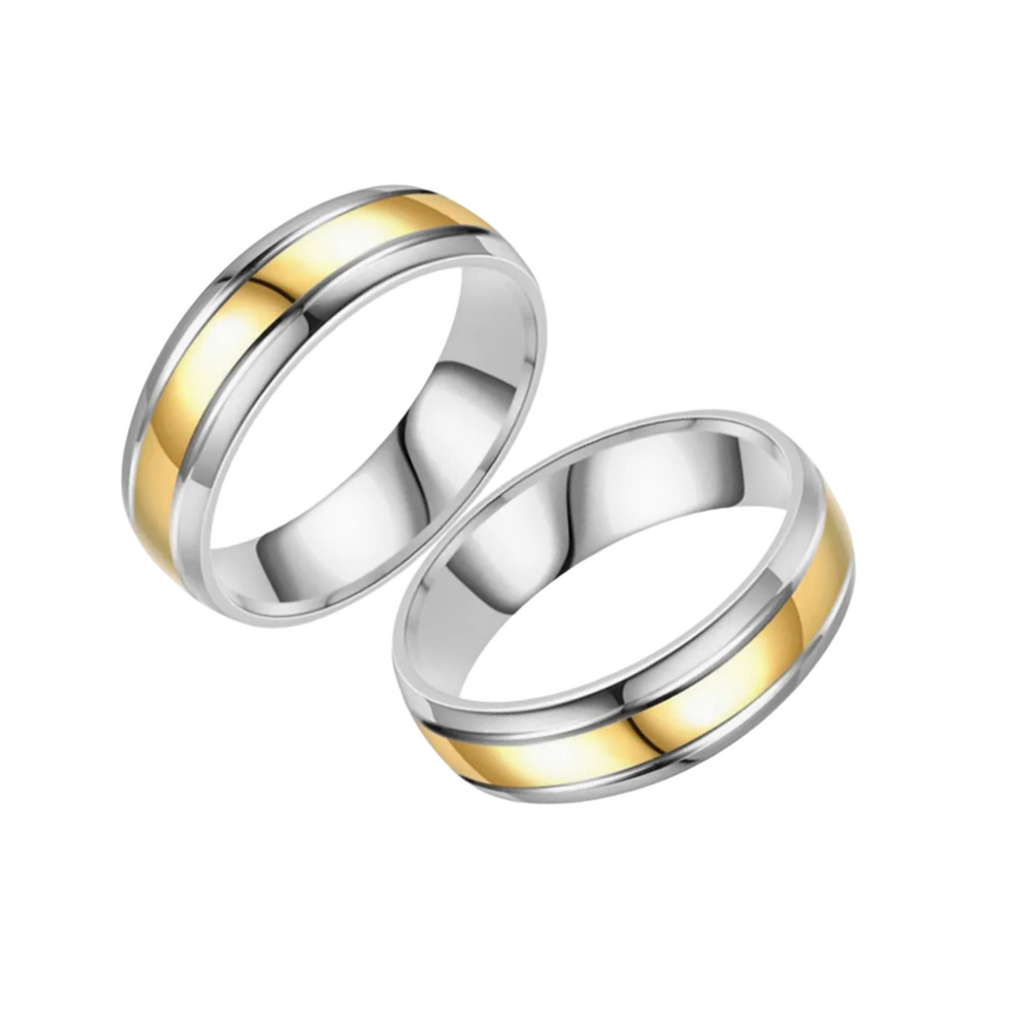 DUO DE ANILLOS PARA PAREJA BICOLOR
