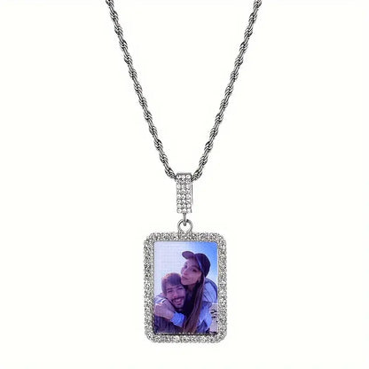 COLLAR PLACA CON CIRCONES CON FOTO A COLOR