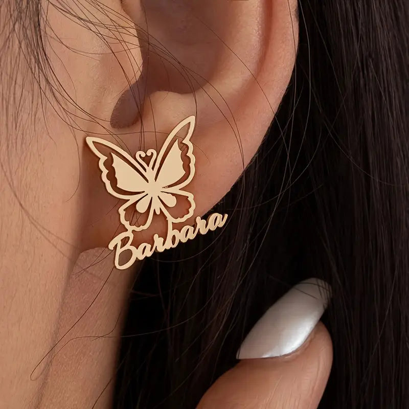 ARETES MARIPOSA CON NOMBRE