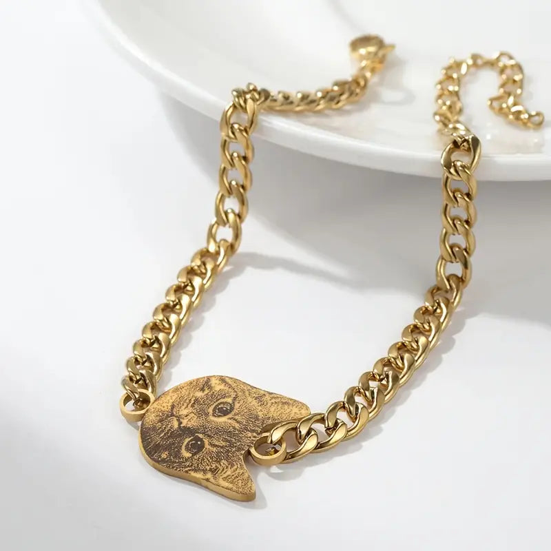 PULSERA PETLOVER CADENA GRUESA CON FOTOGRABADO