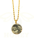 COLLAR PLACA REDONDA CON FOTOGRABADO + CADENA GRUESA