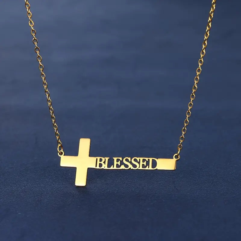 COLLAR CON NOMBRE Y CRUZ HORIZONTAL