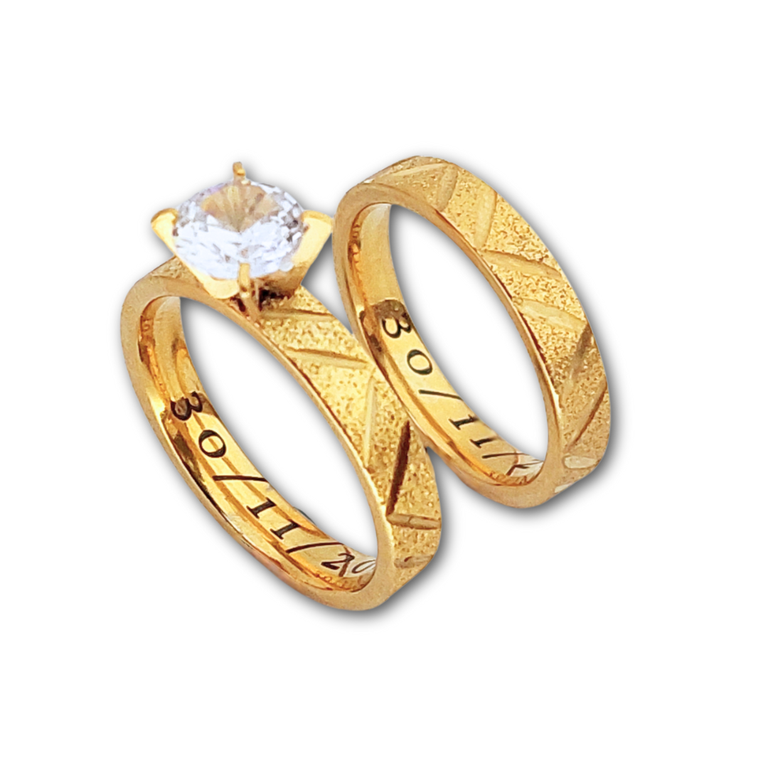 DUO DE ANILLOS DE PAREJA ESCARCHADOS