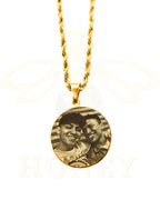 COLLAR PLACA REDONDA CON FOTOGRABADO + CADENA GRUESA