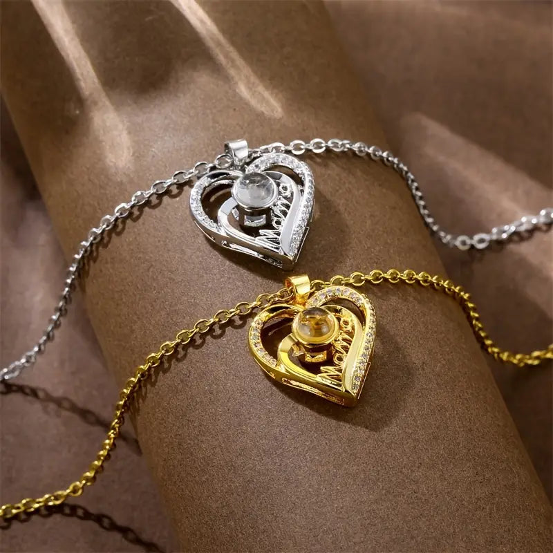 PRE ORDEN - COLLAR CORAZÓN PRA MAMÁ CON FOTO PROYECCION