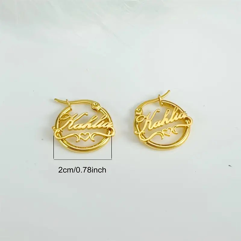 ARETES HOOPS MINI CON NOMBRE Y CORAZÓN