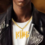 Herenketting met naam in hoofdletters en dikke ketting