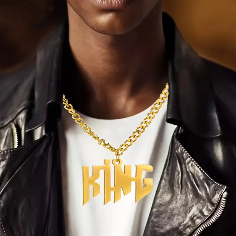 Herenketting met naam in hoofdletters en dikke ketting