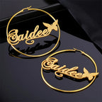 ARETES HOOPS CON NOMBRE Y MARIPOSAS