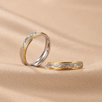 Two-tone couple rings with zircons (Pre order)