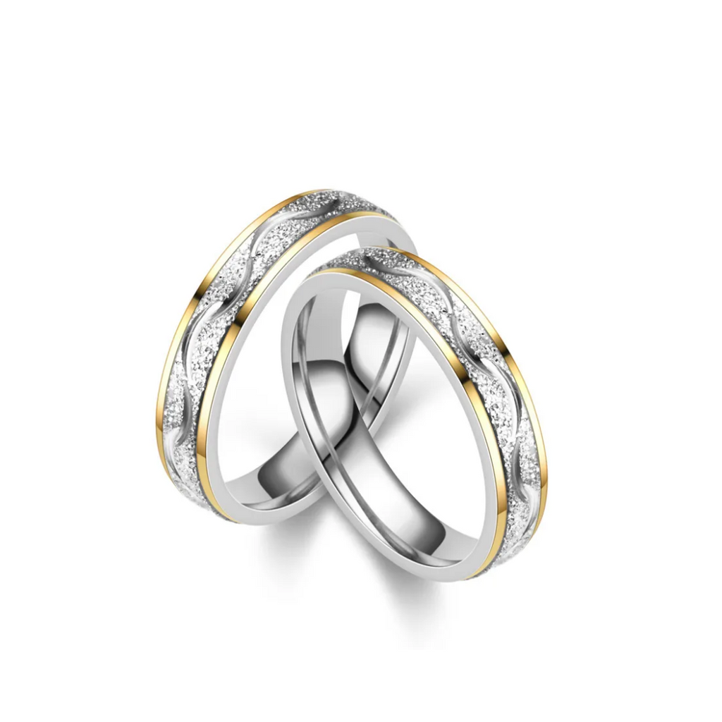 Two-tone couple rings with zircons (Pre order)