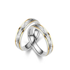 Two-tone couple rings with zircons (Pre order)