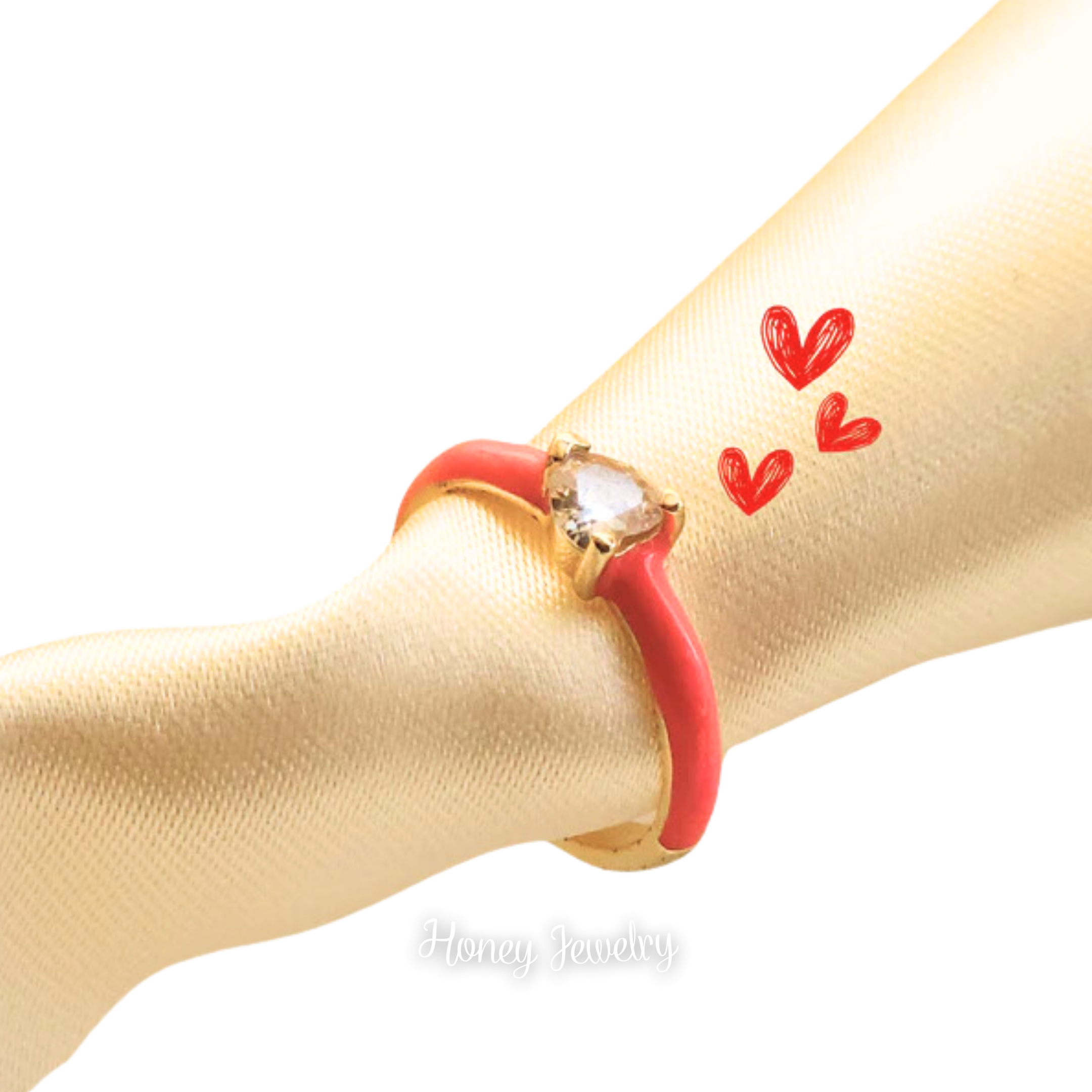 ANILLO CIRCON CORAZON FUCSIA