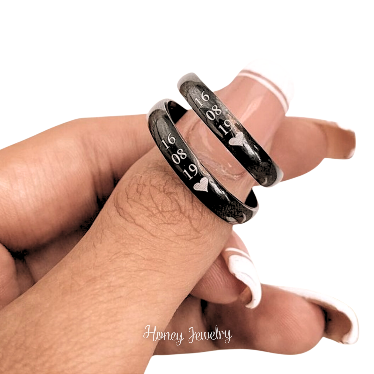 Anillos para pareja liso negro