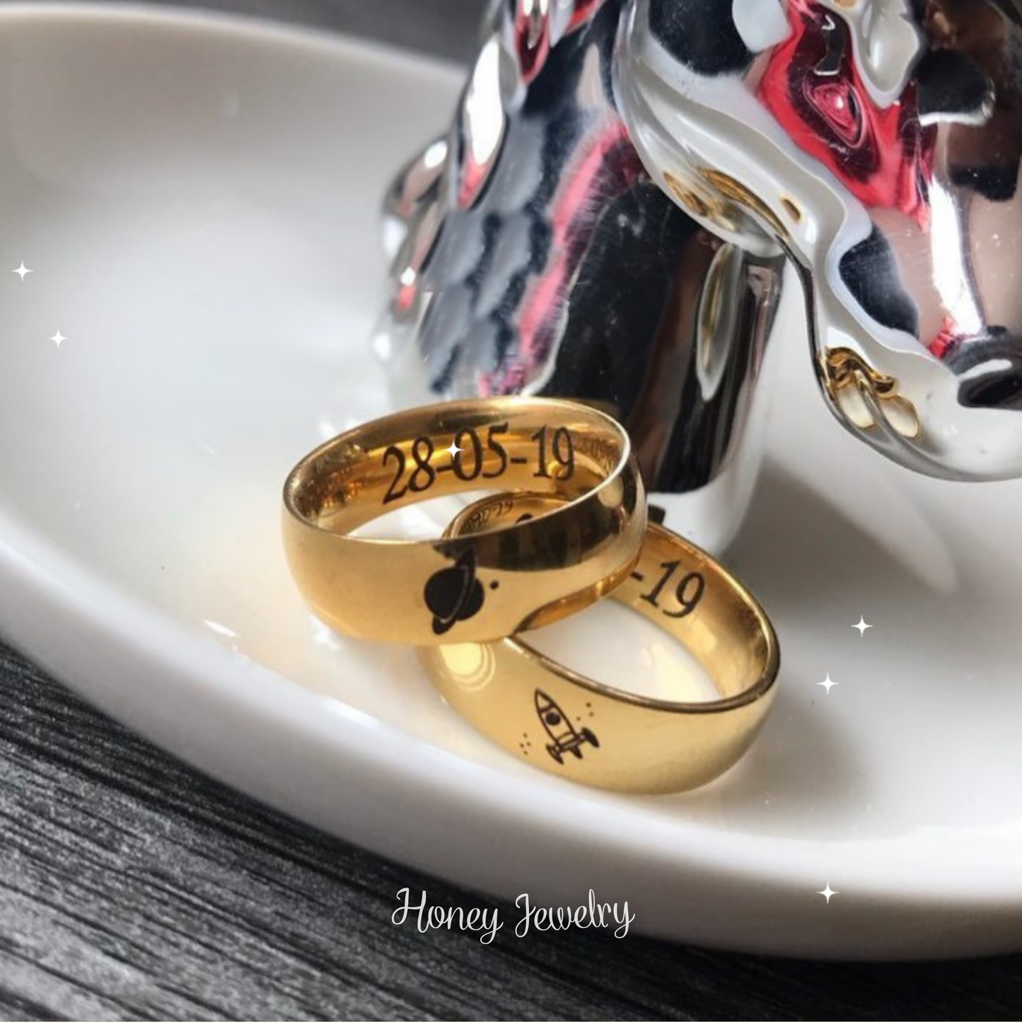 Anillos para pareja liso dorado