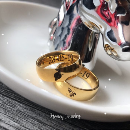 Anillos para pareja liso dorado