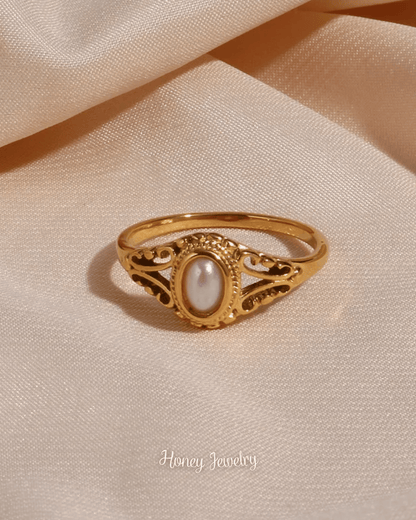 Anillo con perla estilo vintage (Pre orden)