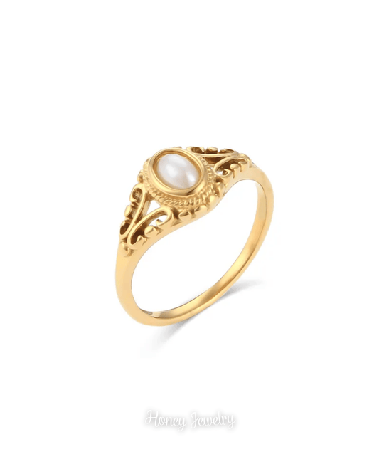 Anillo con perla estilo vintage (Pre orden)