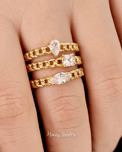 Diamond rings with gold bezel (Pre order)