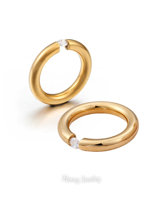 Diamond couple rings with gold bezel (Pre order)