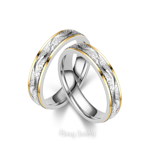 Two-tone couple rings with zircons (Pre order)