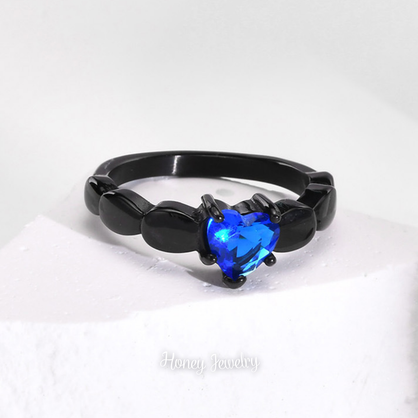 Heart Shaped Ring with Blue Zircon (Pre Order)