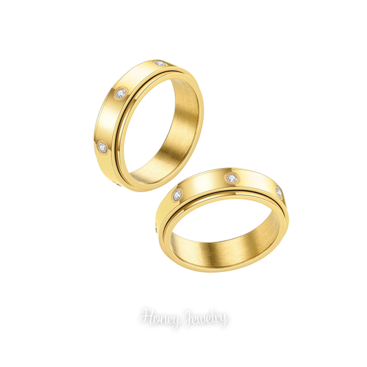 Diamond couple rings with gold bezel (Pre order)