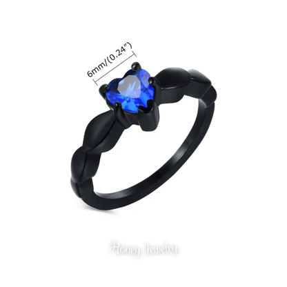 Heart Shaped Ring with Blue Zircon (Pre Order)