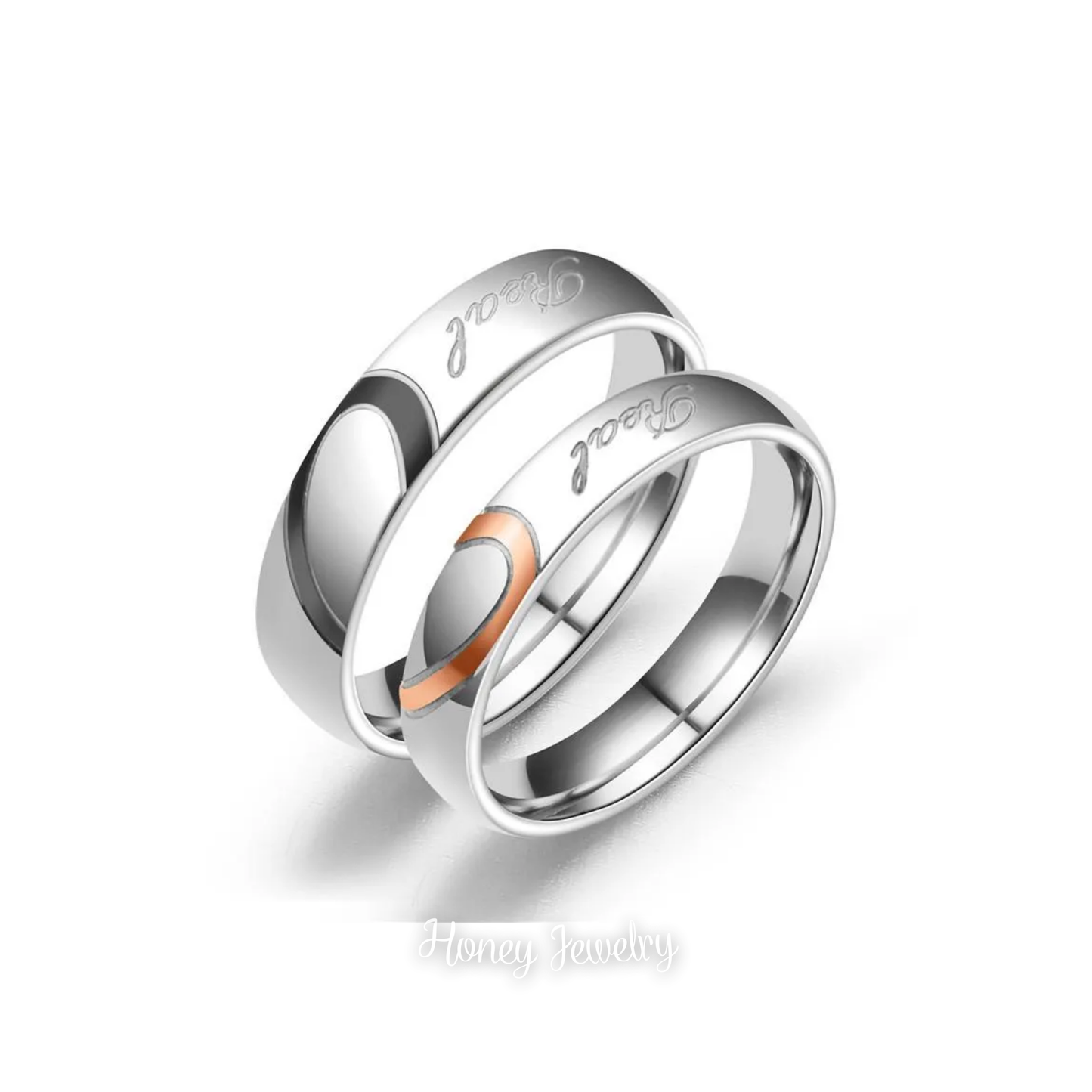 (Pre orden) Anillos para pareja corazon partido love